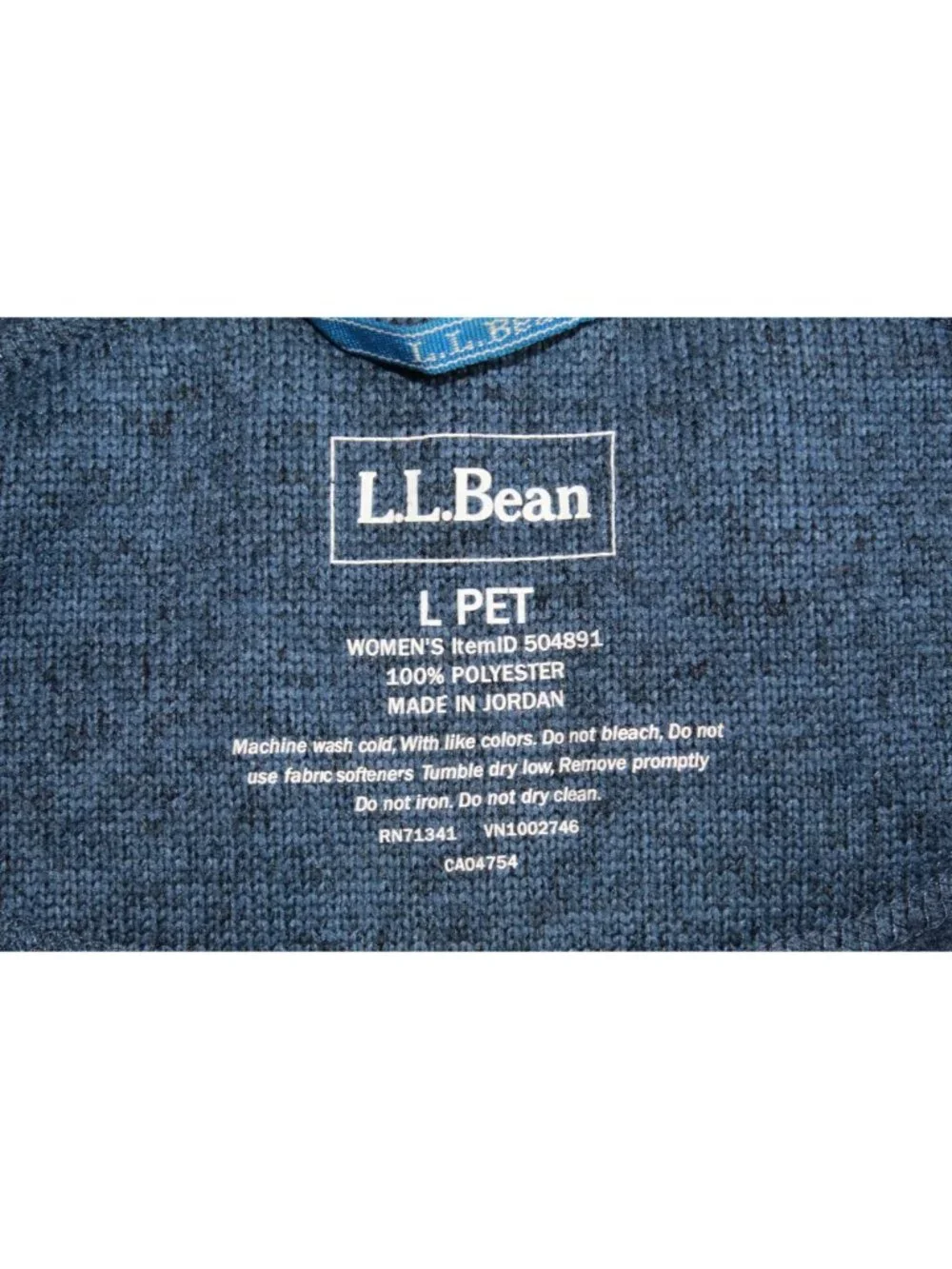 LL Bean Womens Sweater Fleece Full Zip Jacket Navy Everyday Casual Outdoor L Pet - Picture 9 of 11